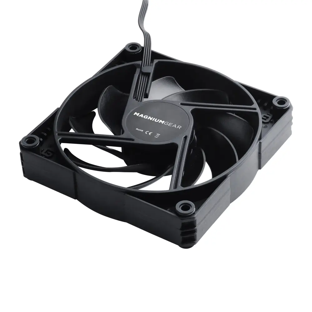 image shows fan lying flat showing cable routing